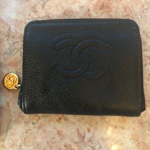 CHANEL BLACK CC LOGO CAVIAR COIN PURSE